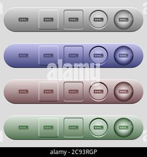 PIN code icons on rounded horizontal menu bars in different colors and button styles Stock Vector