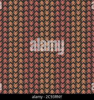 Vector tribal arrow style grunge seamless pattern background. Painterly chevrons in vertical brown and terracotta alternating rows Dense wicker weave Stock Vector