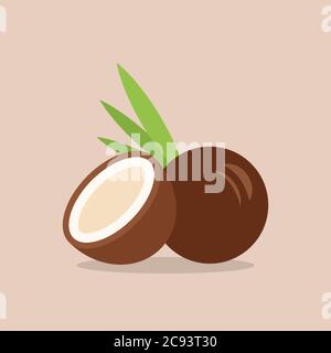 Coconut icon in flat style. Vector illustration Stock Vector