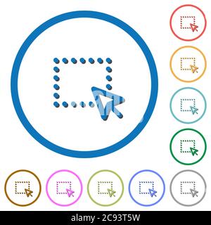 Drag and drop operation flat color vector icons with shadows in round outlines on white background Stock Vector