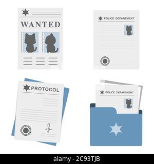 Cartoon icon of the police department documentation, vector illustration Stock Vector