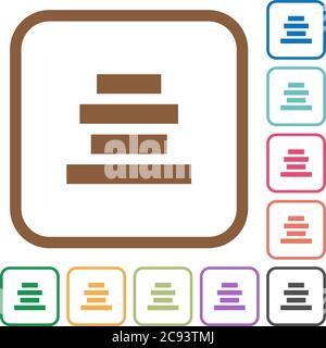 Text align center simple icons in color rounded square frames on white background Stock Vector