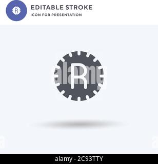Rand icon vector, filled flat sign, solid pictogram isolated on white, logo illustration. Rand icon for presentation. Stock Vector