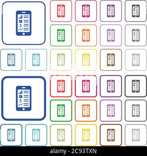 Mobile applications color flat icons in rounded square frames. Thin and thick versions included. Stock Vector