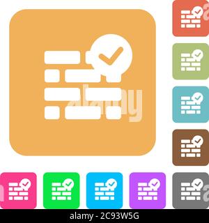 Active firewall flat icons on rounded square vivid color backgrounds. Stock Vector