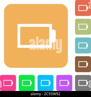 Empty battery without load units vivid colored flat icons in curved ...