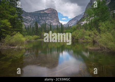 reflections in the mirror lake, yosemite national park in california in the usa Stock Photo