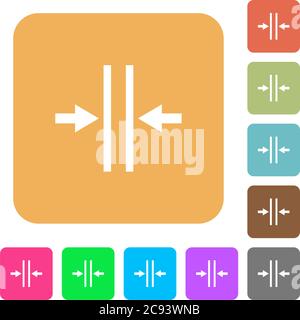Adjust text column gutter flat icons on rounded square vivid color backgrounds. Stock Vector