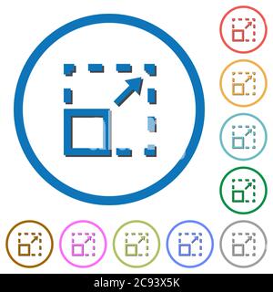 Maximize element flat color vector icons with shadows in round outlines on white background Stock Vector