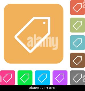 Single tag flat icons on rounded square vivid color backgrounds. Stock Vector