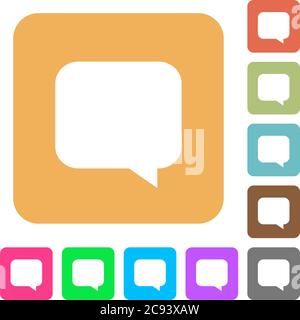 Message bubble flat icons on rounded square vivid color backgrounds. Stock Vector