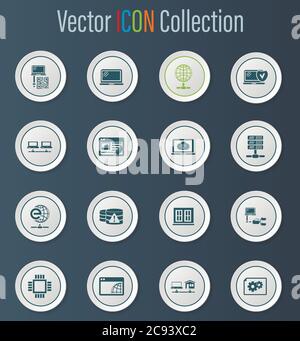 Internet, server, network icons set Stock Vector