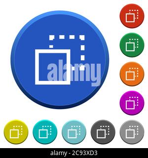 Send element to back round color beveled buttons with smooth surfaces and flat white icons Stock Vector