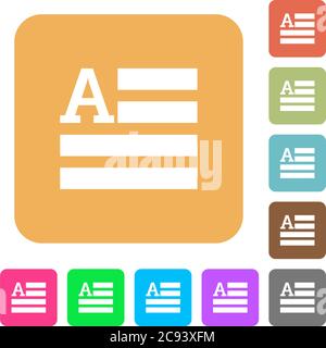 Text initials flat icons on rounded square vivid color backgrounds. Stock Vector