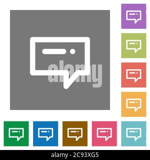 Typing message flat icons on simple color square backgrounds Stock Vector