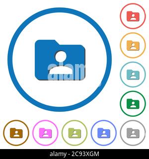 Folder owner flat color vector icons with shadows in round outlines on white background Stock Vector