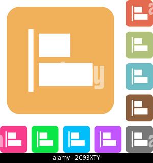 Align to left flat icons on rounded square vivid color backgrounds. Stock Vector
