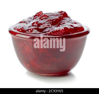 bowl of cherry jam isolated on white background Stock Photo