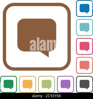 Message bubble simple icons in color rounded square frames on white background Stock Vector