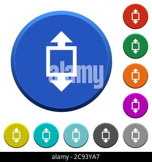 Height tool round color beveled buttons with smooth surfaces and flat white icons Stock Vector