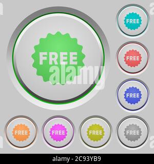 Free sticker color icons on sunk push buttons Stock Vector