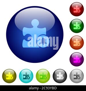 Bell plugin icons on round color glass buttons Stock Vector