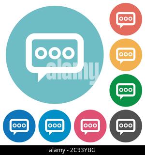 Working chat flat white icons on round color backgrounds Stock Vector