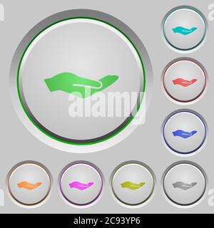 Human hand color icons on sunk push buttons Stock Vector