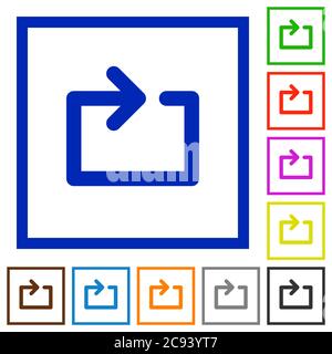 Media loop flat color icons in square frames on white background Stock Vector