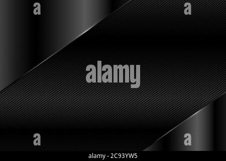 Metallic background.Dark gray with line carbon fiber texture.Black space metal technology concept. Stock Vector