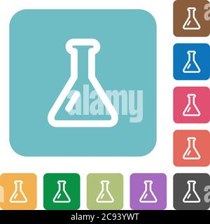Empty flask white flat icons on color rounded square backgrounds Stock Vector