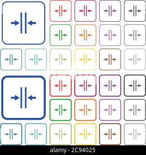 Adjust text column gutter color flat icons in rounded square frames. Thin and thick versions included. Stock Vector