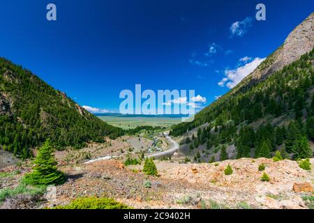 View of Madison River after it passes through the dam formed by a horrific landslide Stock Photo