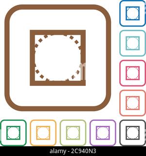 Rounded corner settings simple icons in color rounded square frames on white background Stock Vector