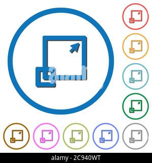 Maximize window flat color vector icons with shadows in round outlines on white background Stock Vector