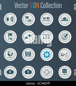 Internet, server, network icons set Stock Vector
