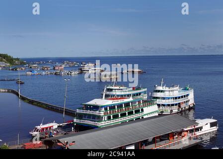 The waterfront of Tefé, a river port on the upper Amazon River in Brazil Stock Photo