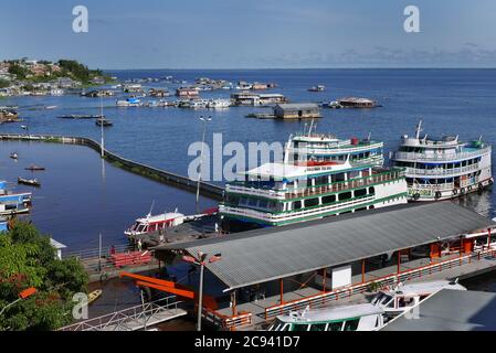 The waterfront of Tefé, a river port on the upper Amazon River in Brazil Stock Photo