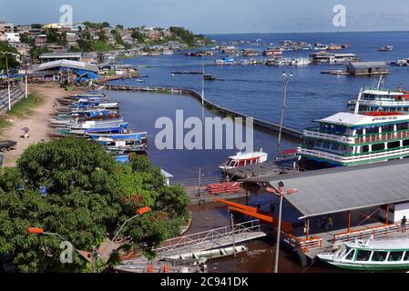 The waterfront of Tefé, a river port on the upper Amazon River in Brazil Stock Photo