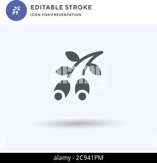 Olive icon vector, filled flat sign, solid pictogram isolated on white, logo illustration. Olive icon for presentation. Stock Vector