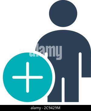 Man profile with plus colored icon. Add user, customer symbol Stock Vector