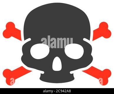Skull with crossbones colored icon. Warning of death, poisonous substances, hazard symbol Stock Vector