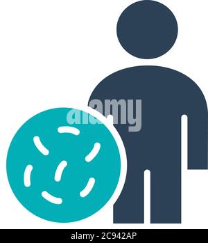 User profile with bacteria colored icon. Infections, coronavirus symbol Stock Vector