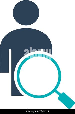 User profile profile with magnifying glass colored icon. Looking for people, employee search symbol Stock Vector