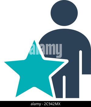 User profile with star colored icon. Star rating, feedback line symbol Stock Vector