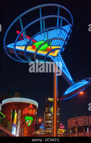 Oscar's Martini neon sign on Fremont Street, Las Vegas, Nevada Stock Photo