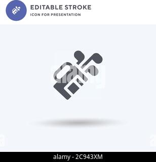 Golf Bag icon vector, filled flat sign, solid pictogram isolated on white, logo illustration. Golf Bag icon for presentation. Stock Vector