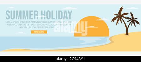 Summer holiday web banner template design. Flat design style summer holiday web banner vector illustration design Stock Vector