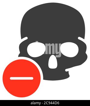 Skull with minus colored icon. Bone structure of the head, cranium symbol Stock Vector