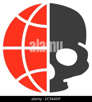 Human skull with planet colored icon. Day of the Dead, Skull World Day symbol Stock Vector